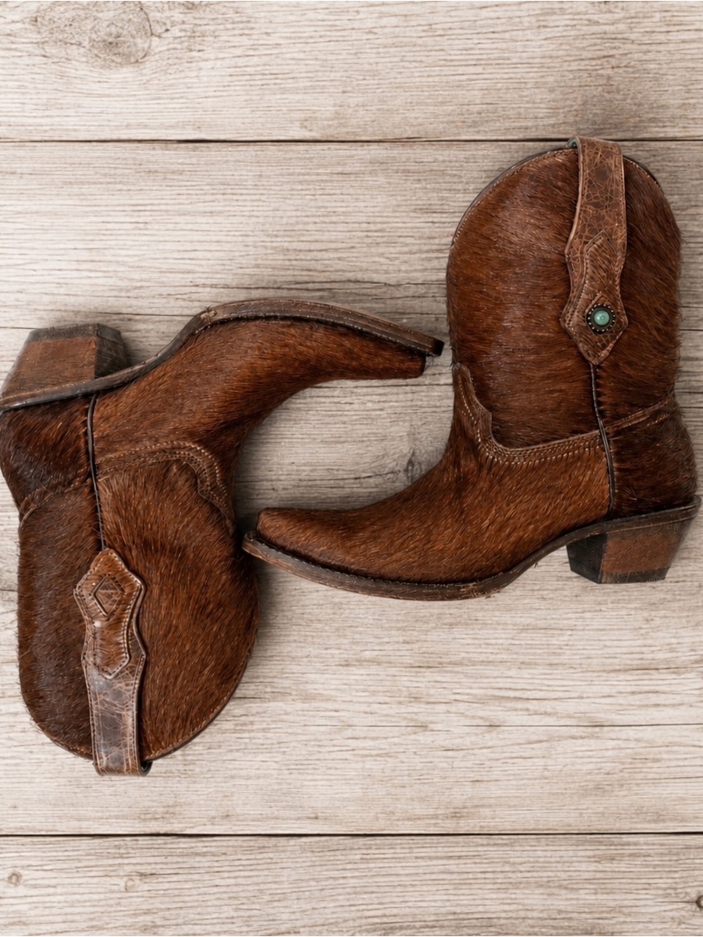 CORRAL Lamb Fashion Booties - Hair-On-Hide Snip Toe WESTERN LUXE STATEMENT NWT🤎